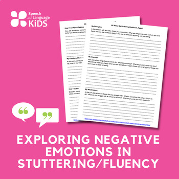Preview of Exploring Negative Emotions in Stuttering/Fluency Workbook - Speech Therapy
