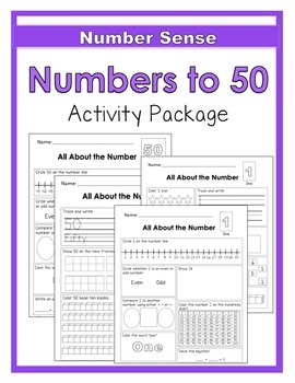 Preview of Exploring Numbers 1 to 50 Activity Package