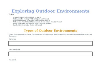Preview of Exploring Outdoor Environments - 6 Week Workbook