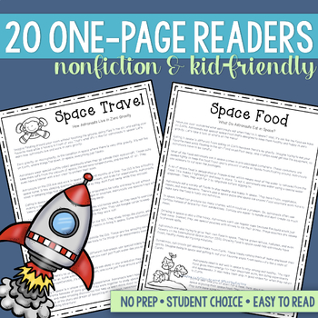 Preview of Exploring Outer Space | 20 One Page Nonfiction Reading Passages about Astronomy