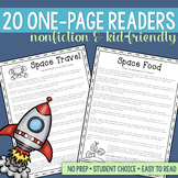 Exploring Outer Space | 20 One Page Nonfiction Reading Pas