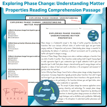 Preview of Exploring Phase Change: Understanding Matter Properties Reading Comprehension