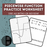 Exploring Piecewise Functions Practice Worksheet