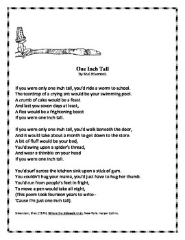 Preview of Exploring Point of View Through Poetry: "One Inch Tall" by Shel Silverstein