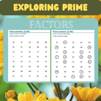 Preview of Exploring Prime Factors: Grade 5 Math Worksheets