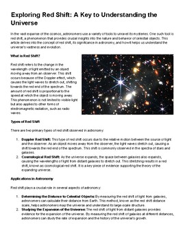 Preview of Exploring Red Shift "Time Machine" in Astronomy - Guided Reading & Questions