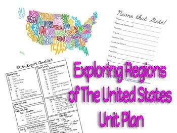 Preview of Exploring Regions of The United States Through State Reports Unit Plan