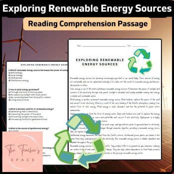 Preview of Exploring Renewable Energy Sources Reading Comprehension Passage