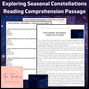 Preview of Exploring Seasonal Constellations Reading Comprehension Passage