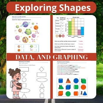 Preview of Exploring Shapes, Data, and Graphing: Grade 1 Worksheets Collection