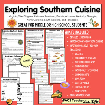 Preview of Exploring Southern Cuisine: FACS, FCS, Middle or High School, NO PREP