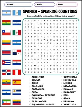 Exploring Spanish-Speaking Countries: Puzzles & Worksheet Activities ...