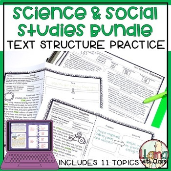 Text Structure Worksheets with Science and Social Studies Bundle