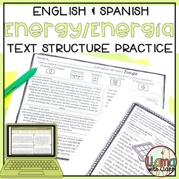 Preview of Energy Reading Passages with Text Structure in English and Spanish