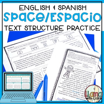 Preview of Space Text Structure Worksheets in English & Spanish - Bilingual Reading Passage