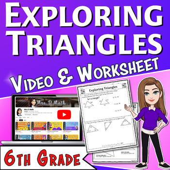 Preview of Exploring Triangles Video Lesson & Worksheet Notes 6th Grade Math