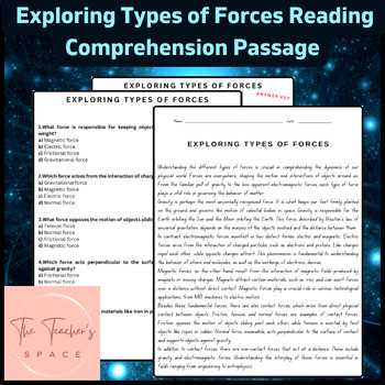 Preview of Exploring Types of Forces Reading Comprehension Passage