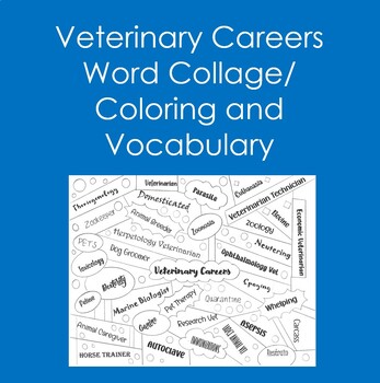 Preview of Exploring Veterinary Careers Word Collage (Coloring, Animal Science)