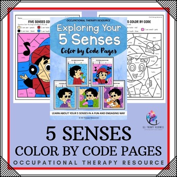 Preview of Exploring Your 5 Senses Color by Code Pages - Occupational Therapy