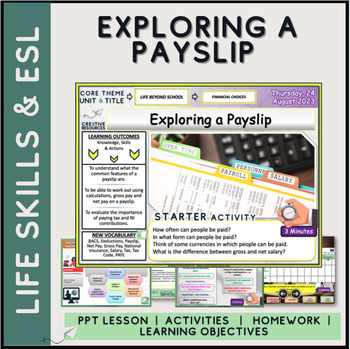 Preview of Exploring a Payslip - financial choices