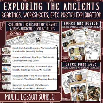 Preview of Exploring the Ancient Greeks: Game Readings, Worksheets, Epic Poetry, Art