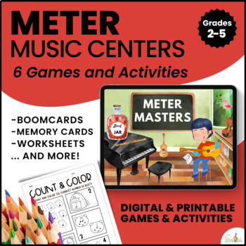 Preview of Exploring the Basics of Meter Music Games and Worksheets | DIGITAL + PRINTABLE