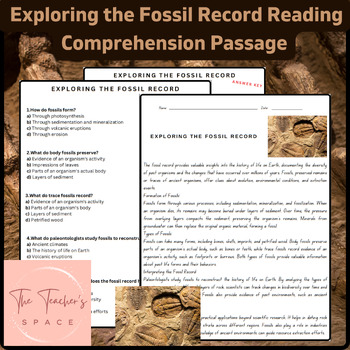 Preview of Exploring the Fossil Record Reading Comprehension Passage
