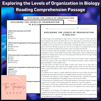 Preview of Exploring the Levels of Organization in Biology Reading Comprehension Passage