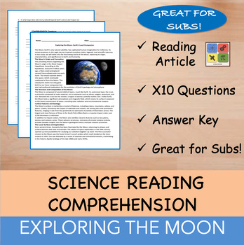 Preview of Exploring the Moon - Reading Passage x 10 Questions - 100% EDITABLE