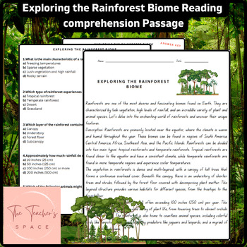 Preview of Exploring the Rainforest Biome Reading Comprehension Passage
