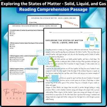 Preview of Exploring the States of Matter - Solid, Liquid, and Gas - Reading Comprehensi...