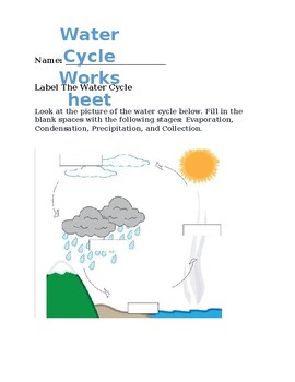 Preview of Exploring the Water Cycle - Kindergarten Worksheet