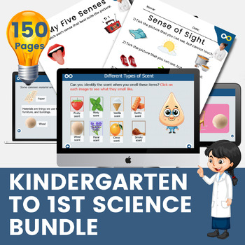 Preview of Kindergarten to 1st Grade Science Bundle with Interactive Digital Resources
