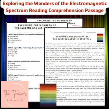Preview of Exploring the Wonders of the Electromagnetic Spectrum Reading Comprehension Pa..