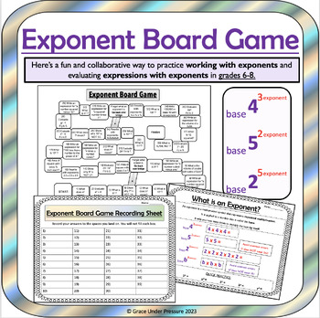 Preview of Exponent Board Game: Expressions with Exponents 6th Grade Algebra Math Game