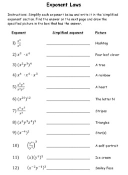 Preview of Exponent Laws Picture activity - EDITABLE no prep resource