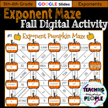 Preview of Exponent Maze Fall Math Digital Activity 6th Grade FREEBIE - Distance Learning