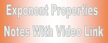 Preview of Exponent Notes With Video Link
