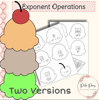 Preview of Exponent Operations | Ice Cream Scoop | Summer Math | 2 Versions
