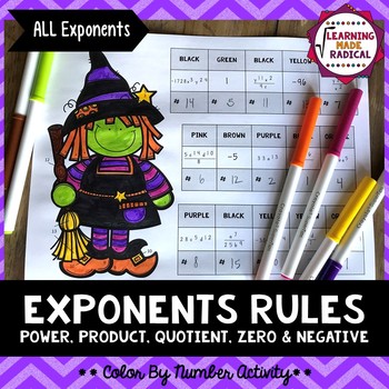 exponent rule activity halloween number color