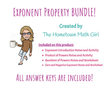 Preview of Exponent Properties BUNDLE!