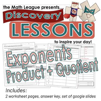 Preview of Exponent Properties: Product and Quotient Rules Discovery Lesson