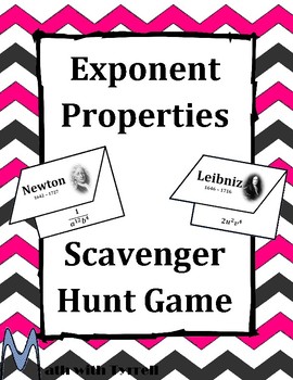 Preview of Exponent Properties Scavenger Hunt Game