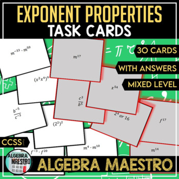 Preview of Exponent Properties - Task Cards