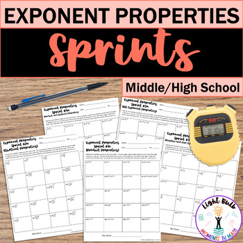 Preview of Exponent Properties Timed Math Drills for Fluency (Sprints)
