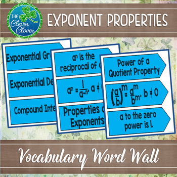 Preview of Exponent Properties Word Wall