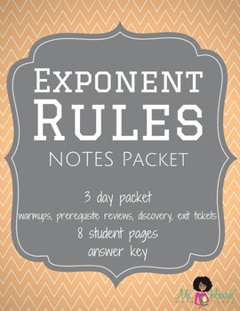 Preview of Exponent Properties/Rules Interactive Notes Packet