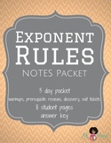 Exponent Properties/Rules Interactive Notes Packet