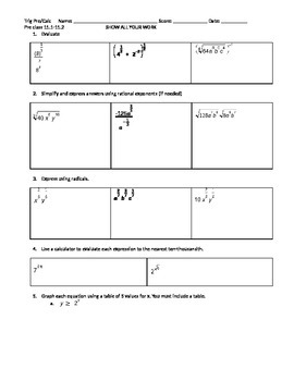 Preview of Exponent Quiz