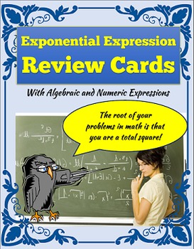 Preview of Exponent Review Notecard Activity - Simplify Expressions with Exponents